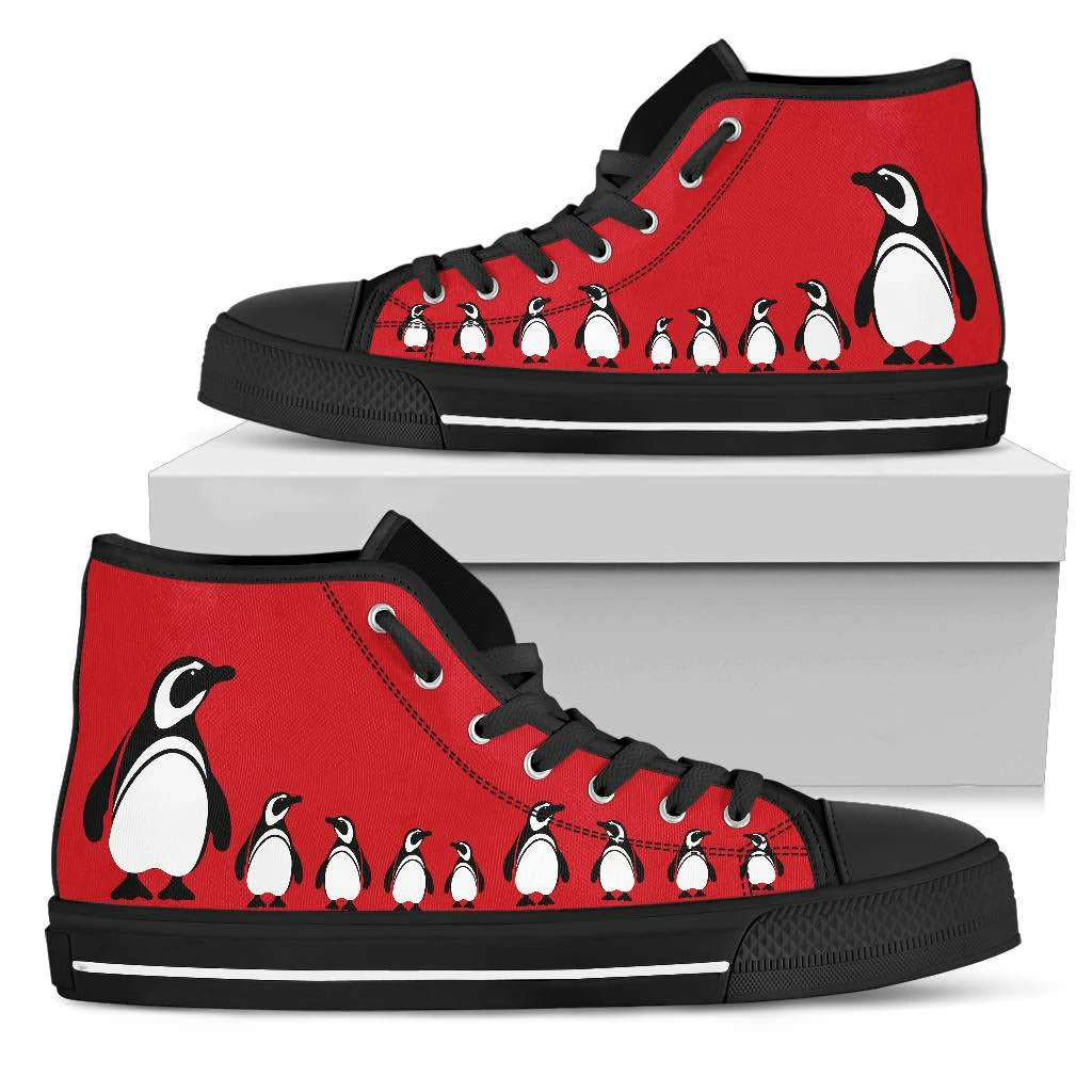 Gallery Serpentine Red Penguins, Men's High Top Sneakers, FREE Shipping 7 Gallery Serpentine Red Penguins, Men's High Top Sneakers, FREE Shipping - Image 5