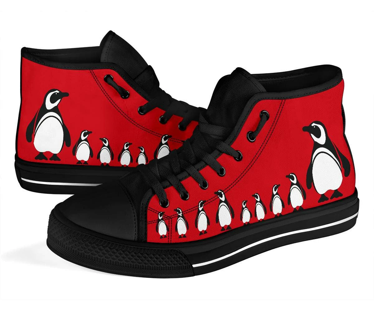 Gallery Serpentine Red Penguins, Men's High Top Sneakers, FREE Shipping 6 Gallery Serpentine Red Penguins, Men's High Top Sneakers, FREE Shipping - Image 4