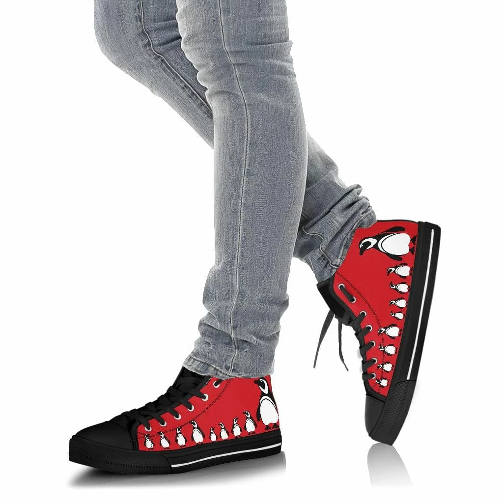 Gallery Serpentine Red Penguins, Men's High Top Sneakers, FREE Shipping 4 Gallery Serpentine Red Penguins, Men's High Top Sneakers, FREE Shipping - Image 2