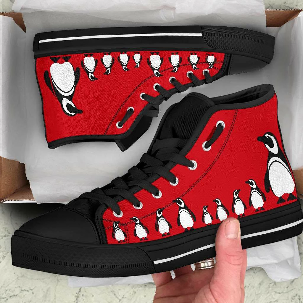 Gallery Serpentine Red Penguins, Men's High Top Sneakers, FREE Shipping 8 Gallery Serpentine Red Penguins, Men's High Top Sneakers, FREE Shipping - Image 6