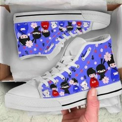 Gallery Serpentine Blue Kawaii Ninja Women's High Top Sneakers, FREE Shipping -AKUMU INK shop SNPKN3bluekawaiininja4