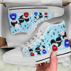 Gallery Serpentine Turquoise Kawaii Ninja Women's High Top Sneakers, FREE Shipping -AKUMU INK shop SNPKN4turquoisekawaiininja4