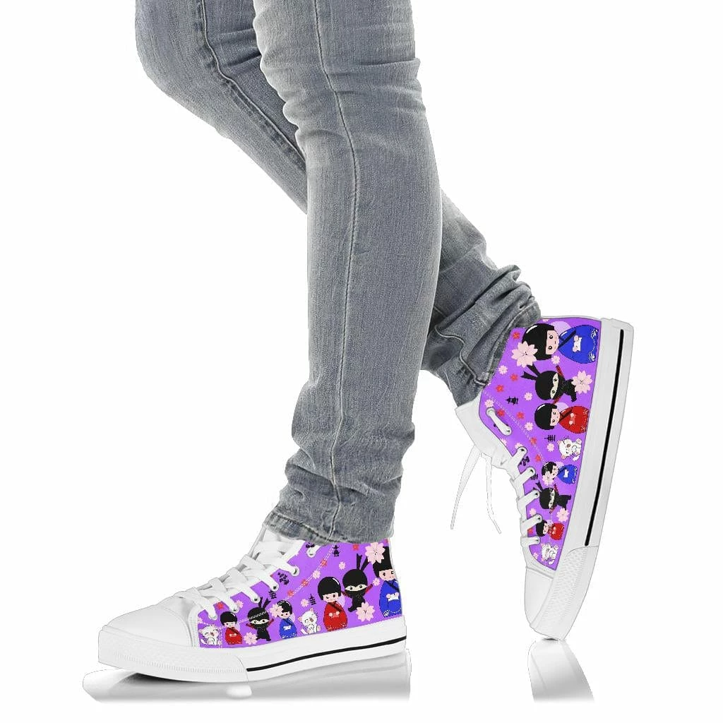 Gallery Serpentine Purple Kawaii Ninja Women's High Top Sneakers, FREE Shipping 5 Gallery Serpentine Purple Kawaii Ninja Women's High Top Sneakers, FREE Shipping - Image 3