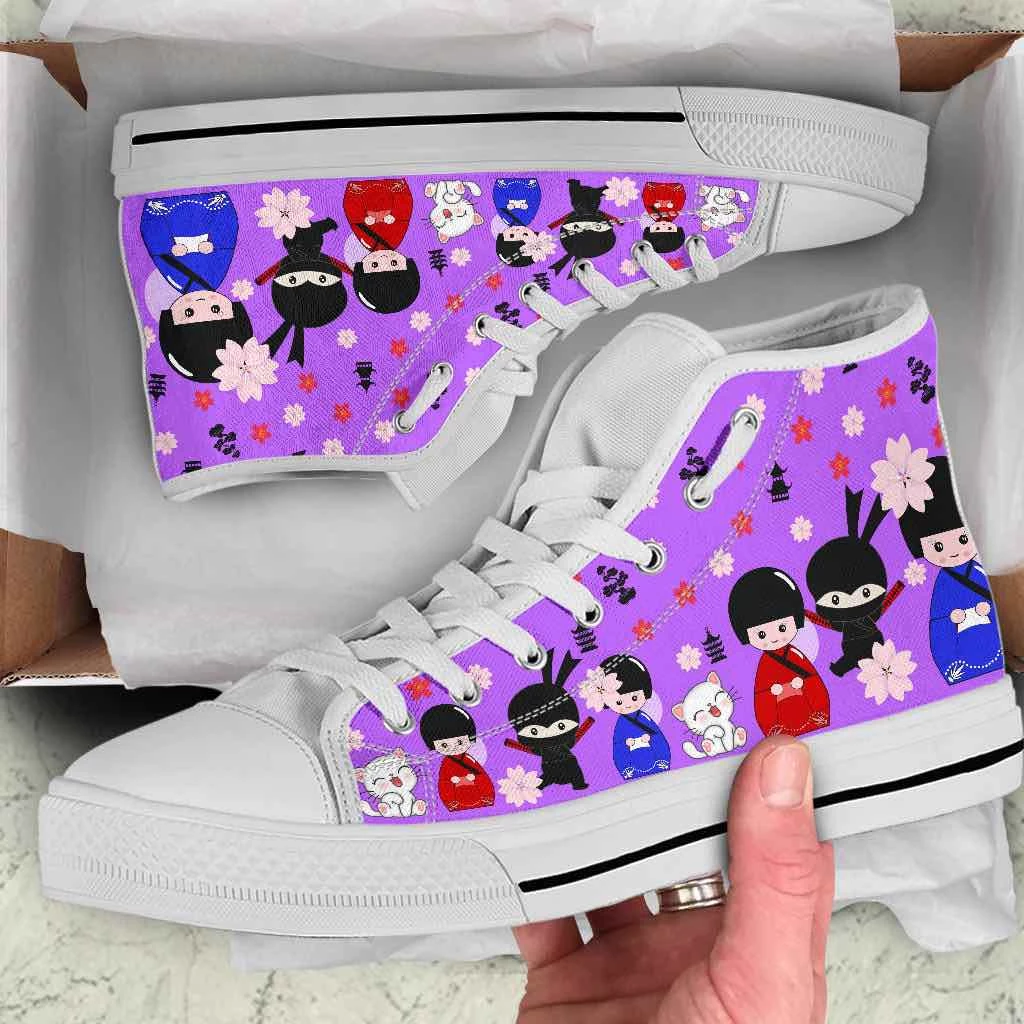 Gallery Serpentine Purple Kawaii Ninja Women's High Top Sneakers, FREE Shipping 8 Gallery Serpentine Purple Kawaii Ninja Women's High Top Sneakers, FREE Shipping - Image 6