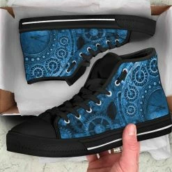 Gallery Serpentine Blue Steampunk Clockwork Women's Sneakers, FREE Shipping -AKUMU INK shop SNSTEAM24