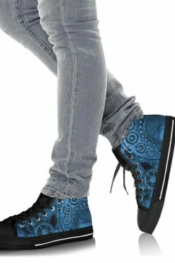 Gallery Serpentine Blue Steampunk Clockwork Women's Sneakers, FREE Shipping