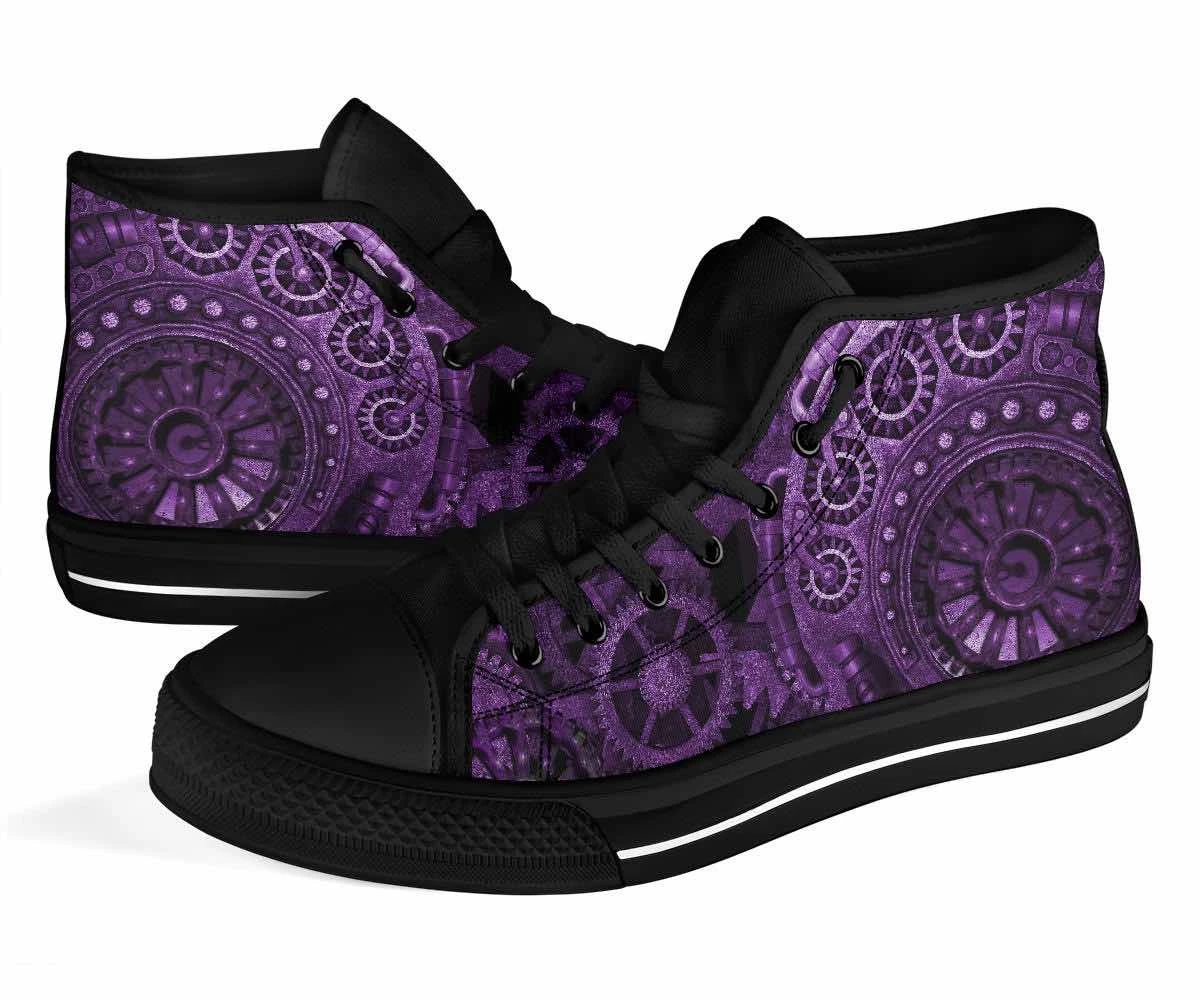 Gallery Serpentine Purple Steampunk Clockwork, Men's High Top Sneakers, FREE Shipping 5 Gallery Serpentine Purple Steampunk Clockwork, Men's High Top Sneakers, FREE Shipping - Image 3