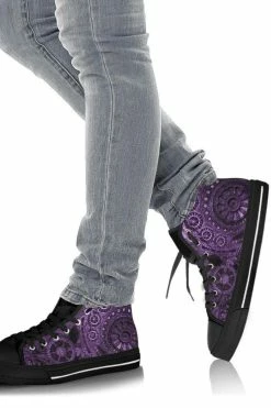 Gallery Serpentine Purple Steampunk Clockwork Women's Sneakers, FREE Shipping