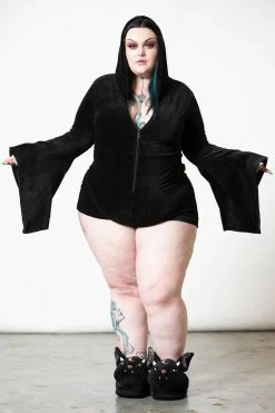 KILLSTAR Spirit Of Slumber Hooded Playsuit -AKUMU INK shop SPIRIT OF SLUMBER HOODED PLAYSUIT PLUS W B x1600copy