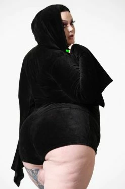 KILLSTAR Spirit Of Slumber Hooded Playsuit -AKUMU INK shop SPIRIT OF SLUMBER HOODED PLAYSUIT PLUS W F x1600copy