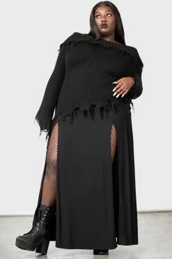 KILLSTAR Aelfwine Asymmetric Sweater 16 KILLSTAR Aelfwine Asymmetric Sweater -AKUMU INK shop SPOOKY AELFWINE ASYMMETRIC SWEATER PLUS