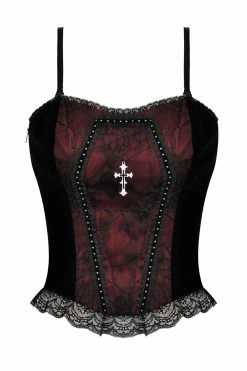 DARK IN LOVE Burgundy Blood Ruffle Top -AKUMU INK shop Sexy Corset Top