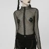 PUNK RAVE Club Creature Fishnet Top [BLACK] -AKUMU INK shop Sexy Fishnet Shirt for women