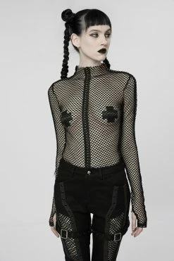 PUNK RAVE Club Creature Fishnet Top [BLACK]