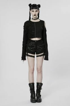 PUNK RAVE High-Waisted Garter Shorts -AKUMU INK shop Sexy Goth Shorts
