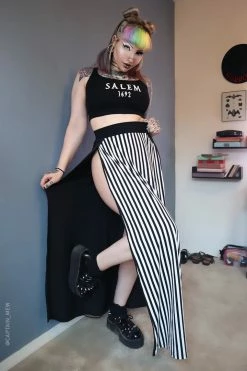 FOREST INK Beetle M-Line Maxi Skirt -AKUMU INK shop Sexy Goth Striped SKirt