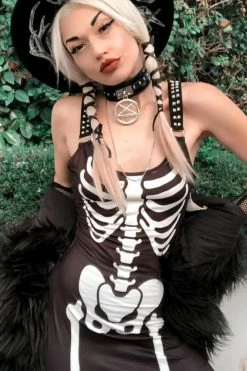 Too Fast Skeleton Magick Maxi Dress 15 Too Fast Skeleton Magick Maxi Dress -AKUMU INK shop Skeleton Goth Dress