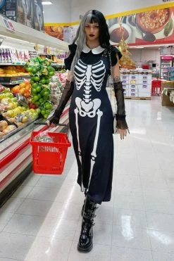 Too Fast Skeleton Magick Maxi Dress 19 Too Fast Skeleton Magick Maxi Dress -AKUMU INK shop Skeleton Goth Maxi Dress