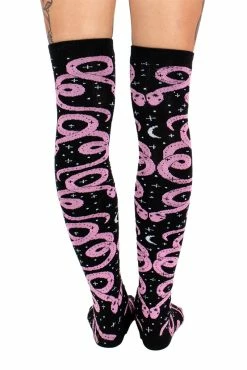 Too Fast Mystical Pink Snake Thigh High Socks -AKUMU INK shop Snake Socks