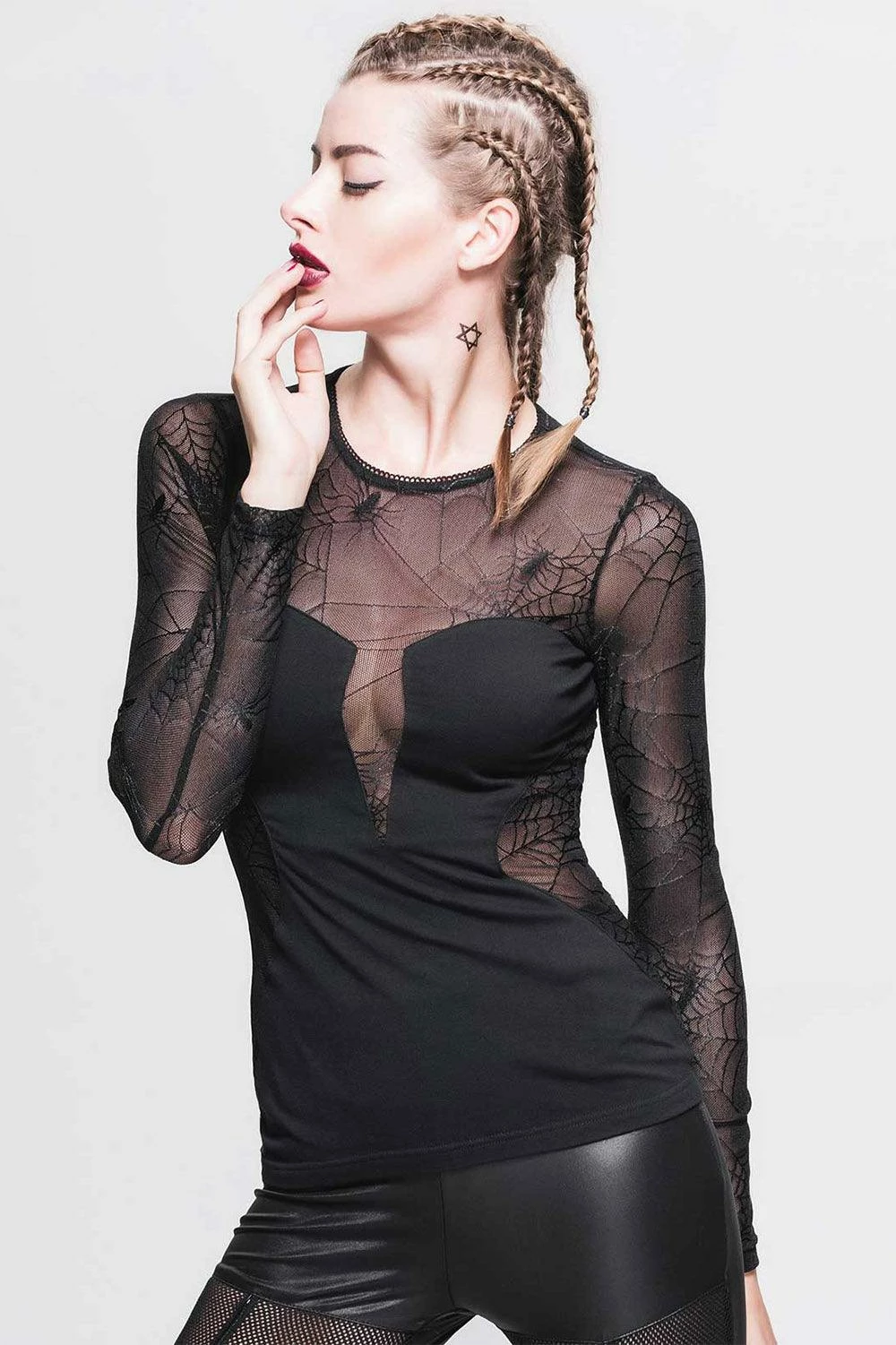 DEVIL FASHION Cobweb Coven Mesh Top 7 DEVIL FASHION Cobweb Coven Mesh Top - Image 5