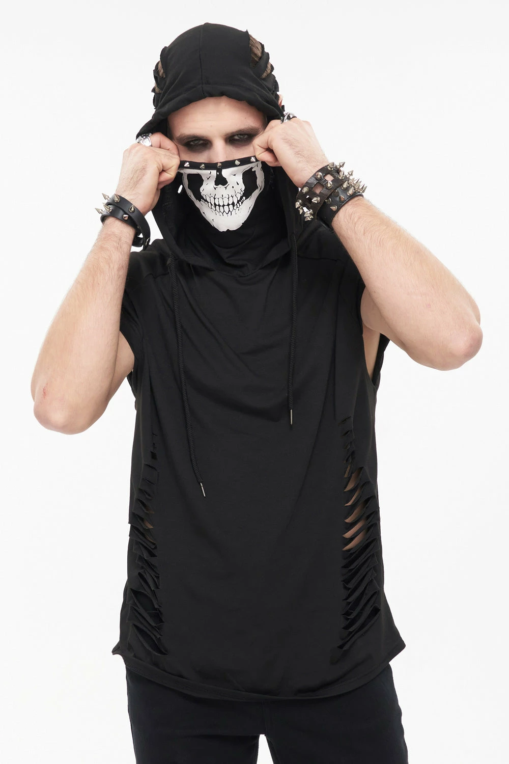 DEVIL FASHION Pale Death Shredded Top 3 DEVIL FASHION Pale Death Shredded Top