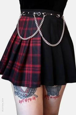 FOREST INK Tartan Pleated Chain Mini Skirt