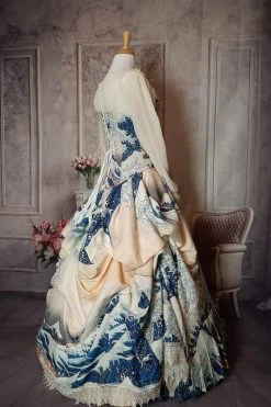 Gallery Serpentine The Great Wave Victorian Corset Gown -AKUMU INK shop TheGreatWavecorsetgown