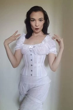 Gallery Serpentine Undercover Angel White Mesh Corset -AKUMU INK shop UndercoverAngelwornbyLaPetiteMorticia2