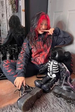 VampireFreaks Vampire Bat Joggers [Red Bats] -AKUMU INK shop Vampire Jogger Set