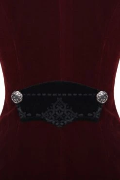 DEVIL FASHION Crimson Blood Victorian Goth Coat -AKUMU INK shop Vampire Winter Jacket