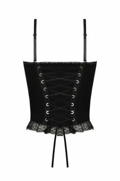 DARK IN LOVE Burgundy Blood Ruffle Top -AKUMU INK shop Velvet Black Top