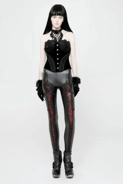 PUNK RAVE Blood Ritual Leather Leggings [BLACK/RED] -AKUMU INK shop WK 328DDF 03