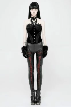 PUNK RAVE Blood Ritual Leather Leggings [BLACK/RED] -AKUMU INK shop WK 328DDF 05