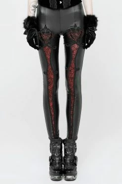 PUNK RAVE Blood Ritual Leather Leggings [BLACK/RED]