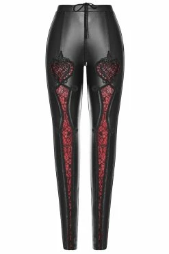 PUNK RAVE Blood Ritual Leather Leggings [BLACK/RED] -AKUMU INK shop WK 328DDF 07