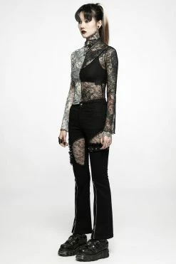 PUNK RAVE Amphetamine Lace Flare Pants -AKUMU INK shop WK 509NCF 04