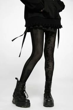 PUNK RAVE Snakes And Skulls Split Leg Mesh Leggings -AKUMU INK shop WK 521DDF 01