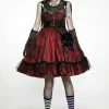 PUNK RAVE Bleeding Baby Doll Dress Set [RED/BLACK] -AKUMU INK shop WLQ 099LQF 01