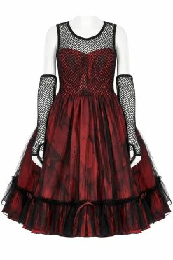 PUNK RAVE Bleeding Baby Doll Dress Set [RED/BLACK] -AKUMU INK shop WLQ 099LQF 03