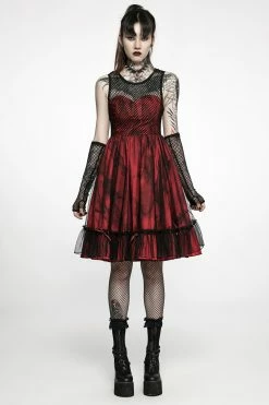 PUNK RAVE Bleeding Baby Doll Dress Set [RED/BLACK] -AKUMU INK shop WLQ 099LQF 04