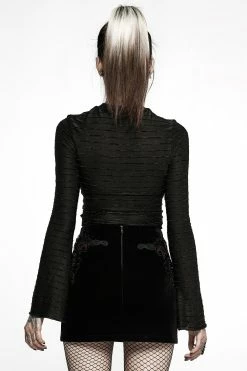 PUNK RAVE Black Velvet Vamp Mini Skirt -AKUMU INK shop WQ 566BQF 05