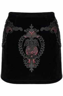 PUNK RAVE Black Velvet Vamp Mini Skirt -AKUMU INK shop WQ 566BQF 10
