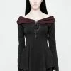 PUNK RAVE Castle Curse Bardot Top [BLACK/RED] -AKUMU INK shop WT 520TCF 08