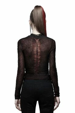PUNK RAVE Weaving Webs Mesh Top [RED] -AKUMU INK shop WT 695TCF BK RD 02