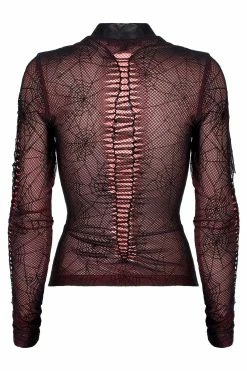 PUNK RAVE Weaving Webs Mesh Top [RED] -AKUMU INK shop WT 695TCF BK RD 05