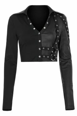 PUNK RAVE Split Personality Crop Top -AKUMU INK shop WT 721DQF 04