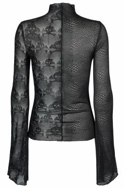 PUNK RAVE Mismatched Mesh Top [Skull/Snake] -AKUMU INK shop WT 727DQF BLK 06