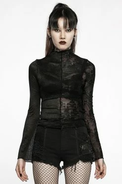 PUNK RAVE Mismatched Mesh Top [Skull/Snake]