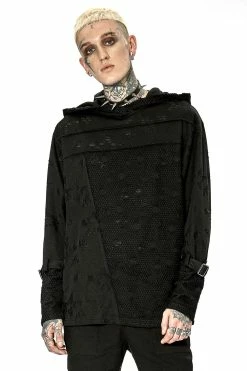PUNK RAVE Haunter Distressed Hooded Top
