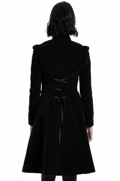 PUNK RAVE Black Dahlia Velvet Coat [BLACK] -AKUMU INK shop Womend Baroque Goth Jacket